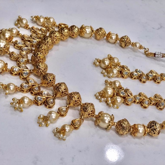 Jewelry - Gold Plated Kundan Necklace and Earring Set